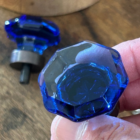 Cobalt Blue Glass Knobs - 1 Pair - Picture 5 of 12